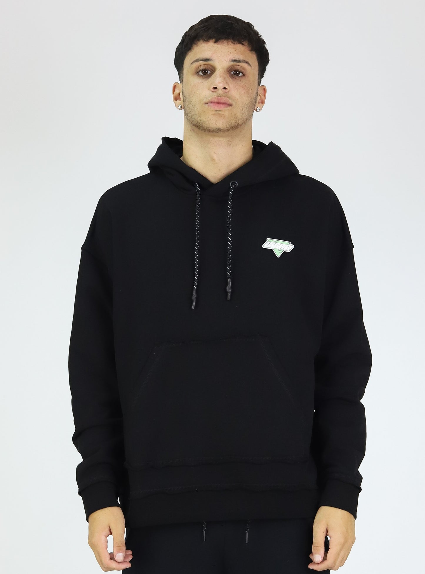 Distorted Circle Print Layered Hoodie Black Couture