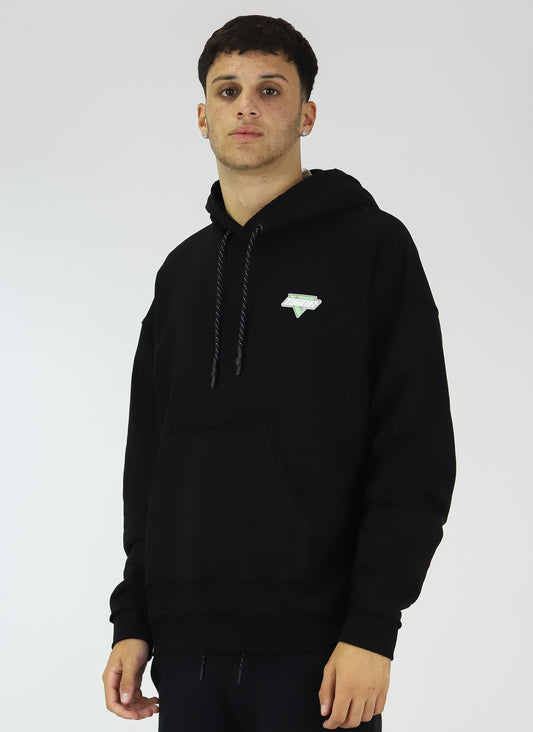 Distorted Circle Print Layered Hoodie Black Couture